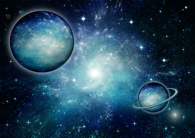 由NASA提供的这张图片中的自由空间中的行星和星系的恒星