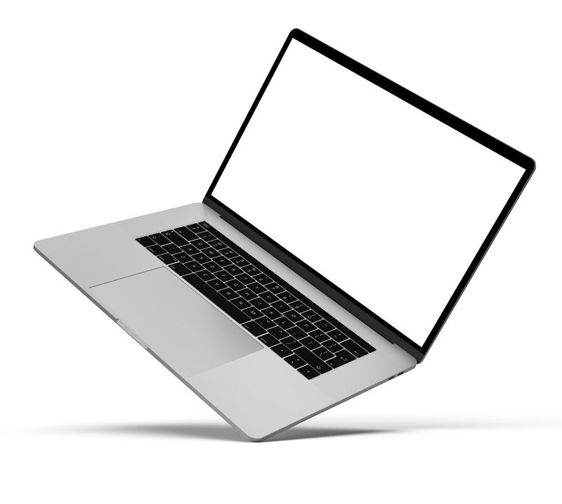 笔记本电脑空白屏幕站在角落隔离