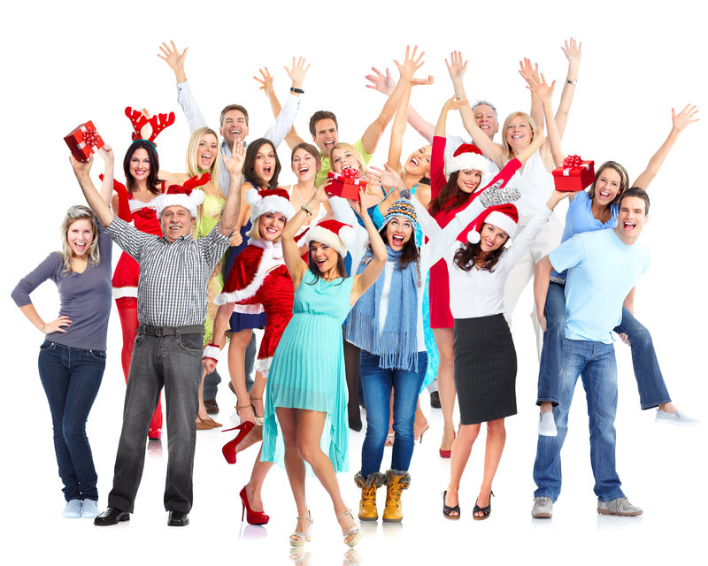 一群快乐的舞者圣诞晚会