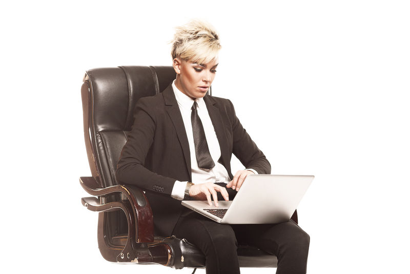 金发美女商务女士白衬衫眼镜黑苏