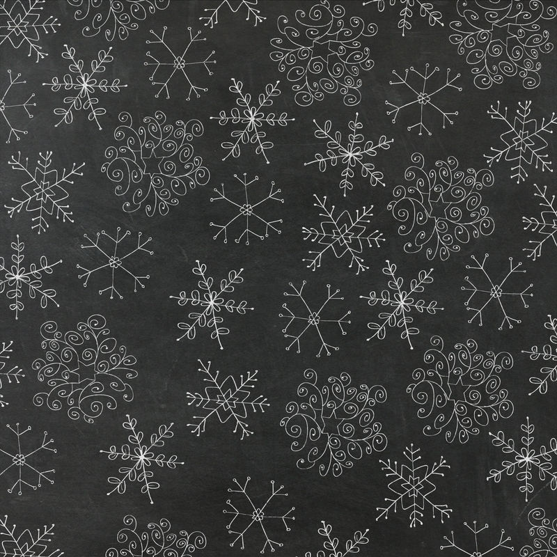 黑板黑白雪花无缝图案背景