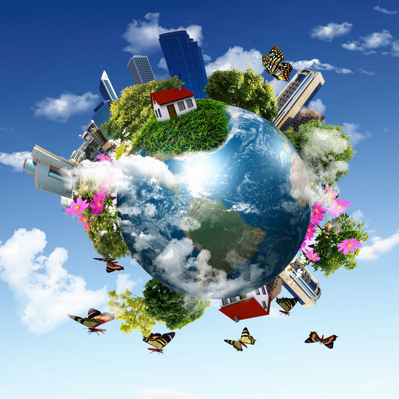 地球表面上有不同的元素-幽默的拼贴