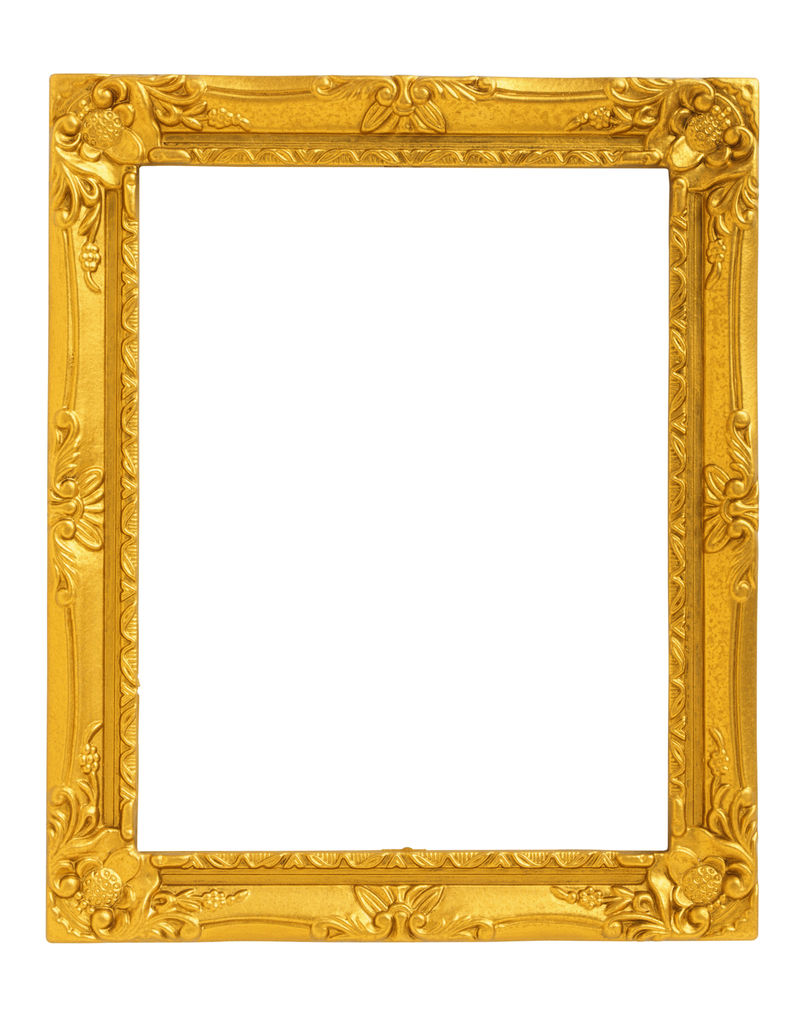 白色背景上的金色相框