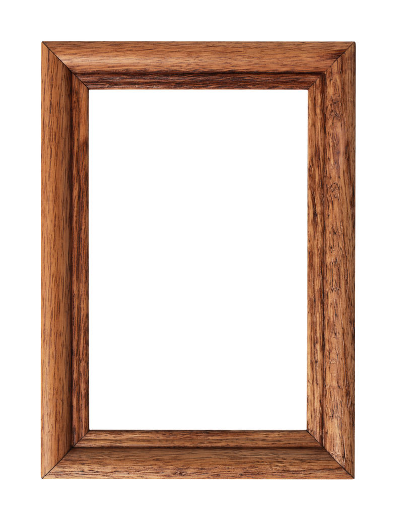 白色背景上独立的垂直木制相框