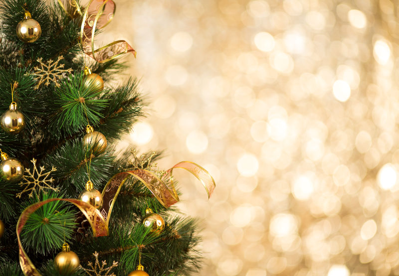 金色背景圣诞树背景