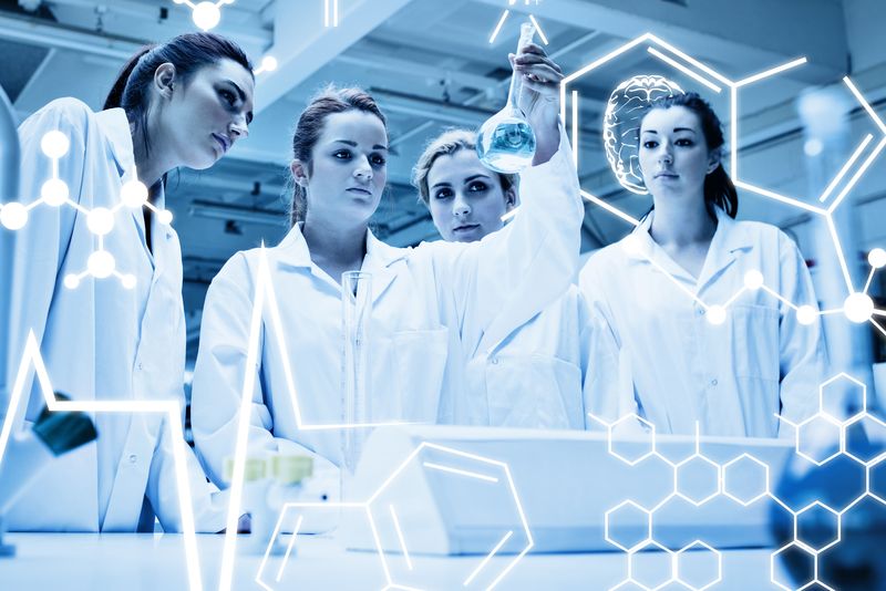 化学系学生看液体的合成图像