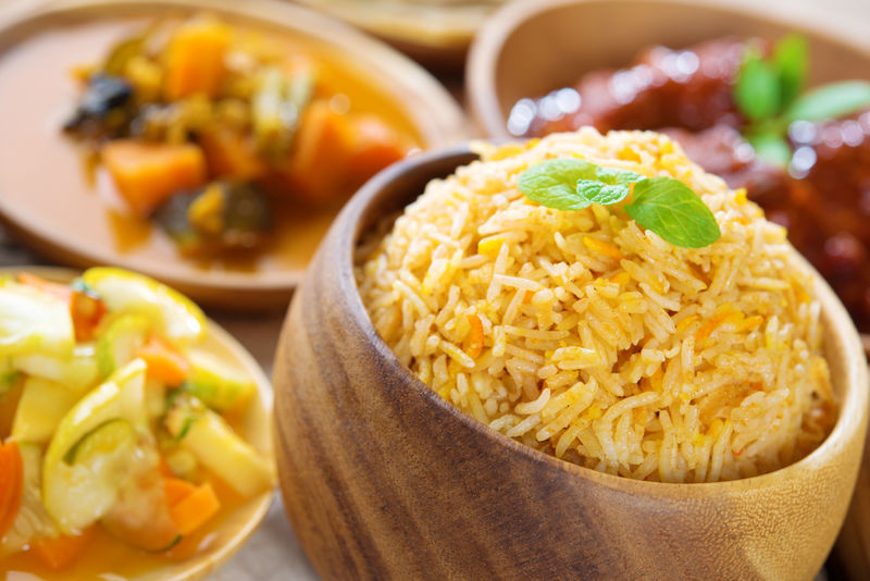 or briyani rice-fresh cooked basmati rice-delicious indian food
