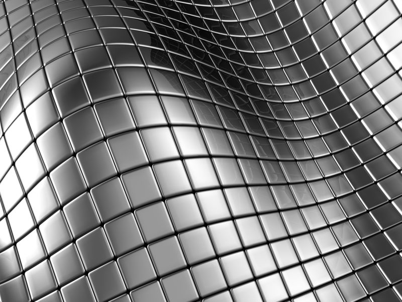 带反射三维插图的抽象银钢背景