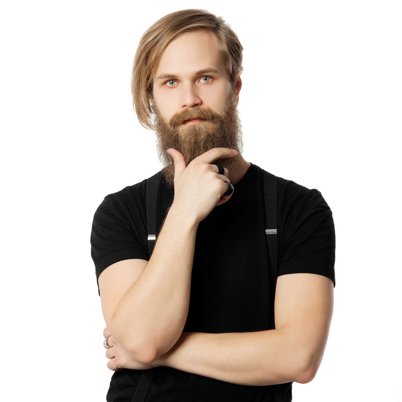 体贴迷人的男人长发的金发女郎