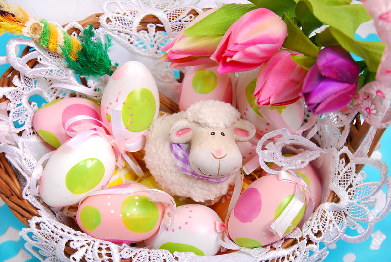 彩蛋羊仔复活节篮子
