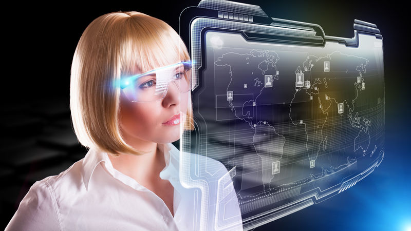 年轻女子与weltprojektion