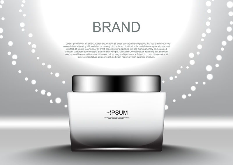 矢量化妆品广告日霜与阳光背景上的模板