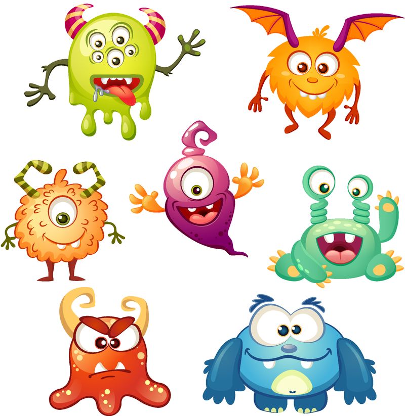 可爱的卡通怪物