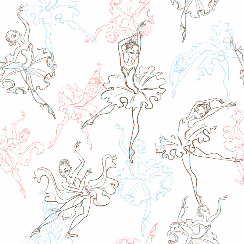 芭蕾舞演员无缝图案小公主跳舞矢量图