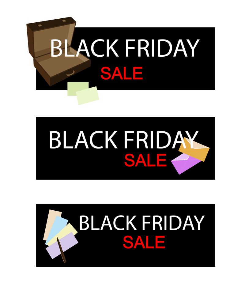 黑色星期五销售横幅上的办公用品