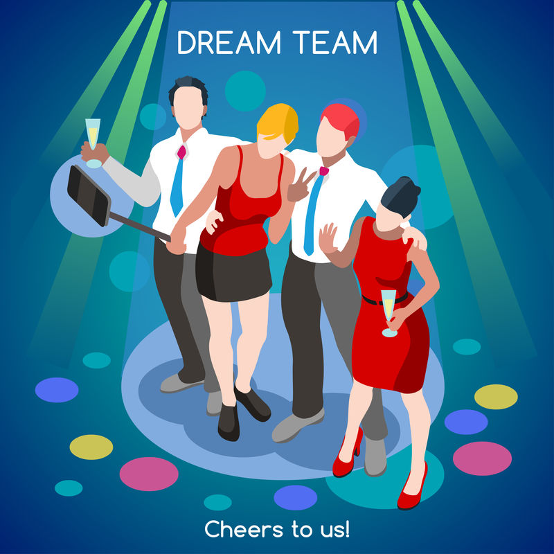 团队聚会02人等距图