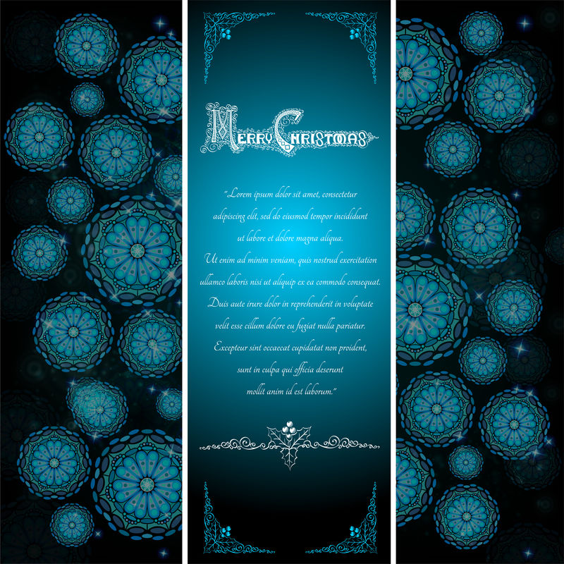 冬季三折雪花和圣诞快乐字母