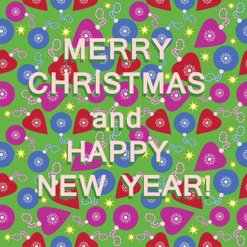 圣诞玩具和祝贺-无缝图案-圣诞快乐-新年快乐-面料挂毯包装材料封面设计