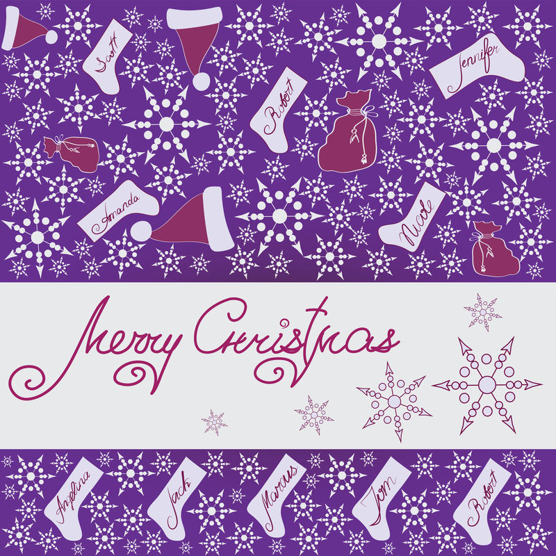 圣诞礼物-在紫色背景上设计节日横幅海报和贺卡
