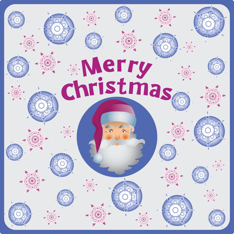 雪花中的圣诞老人-圣诞快乐-圣诞卡海报