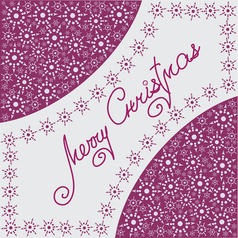 圣诞雪花组合-在紫粉色背景上设计节日横幅海报和贺卡