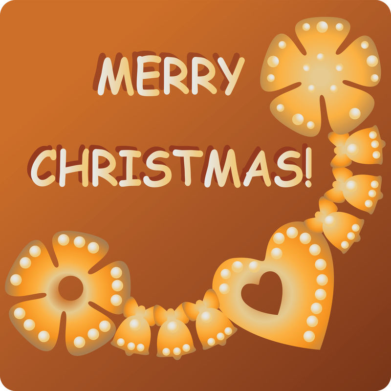 姜饼花环-圣诞快乐！圣诞姜饼-矢量图像设计横幅-海报-传单-包装