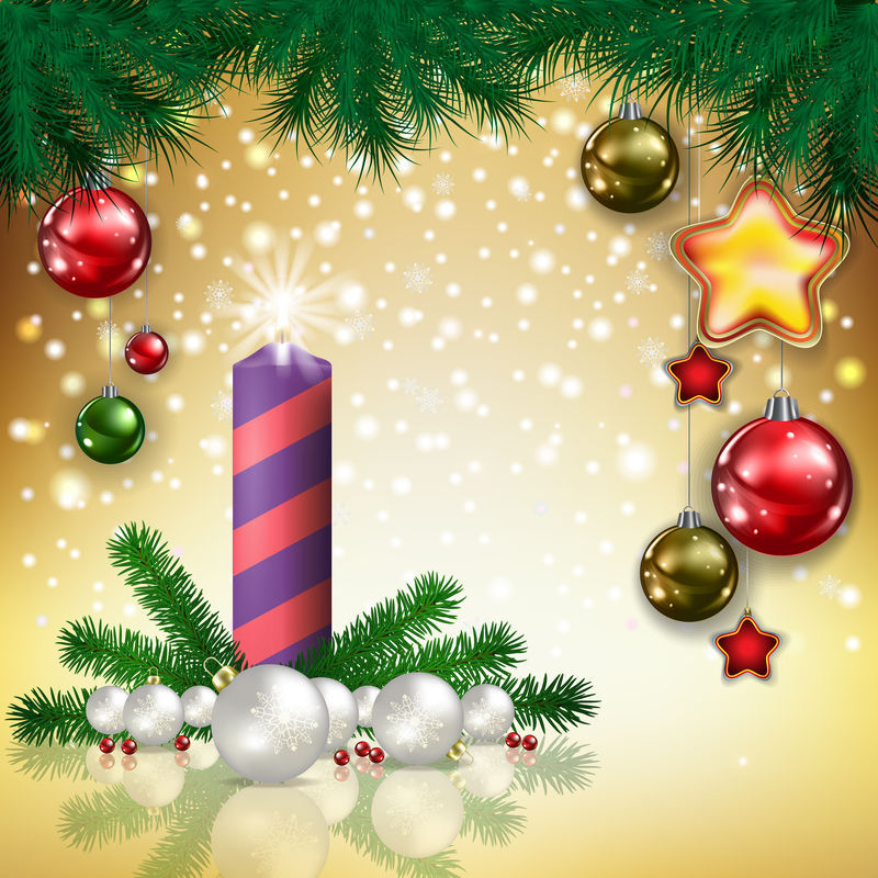 带蜡烛和装饰的抽象问候