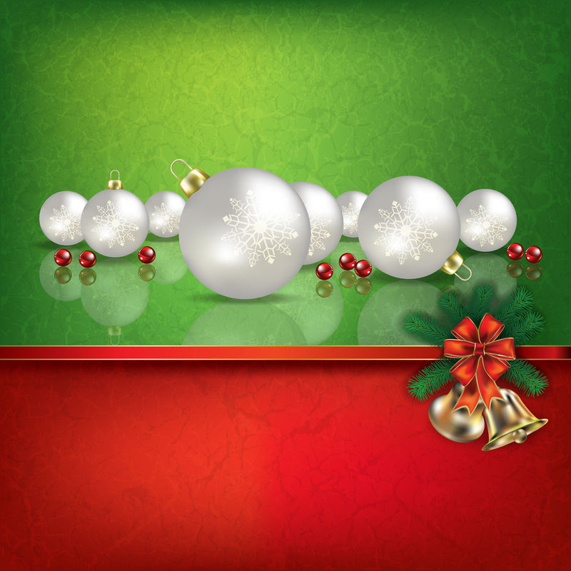 带圣诞装饰的绿红色问候语