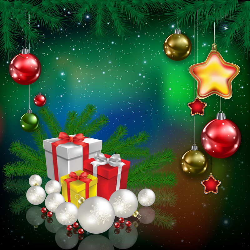 圣诞树和雪花的庆祝问候