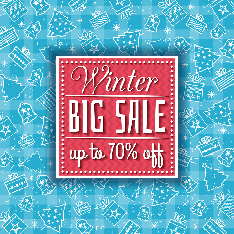 蓝色圣诞节背景和销售优惠