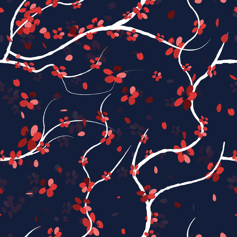 带有抽象蓝色红色和绿色梦幻花的光栅无缝图案-芬兰紫罗兰色(浅紫色紫罗兰色)背景上的水彩手绘装饰