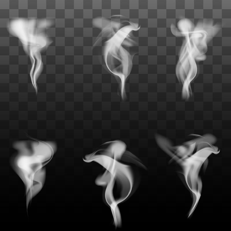 一组烟雾上升的蒸汽轻物质