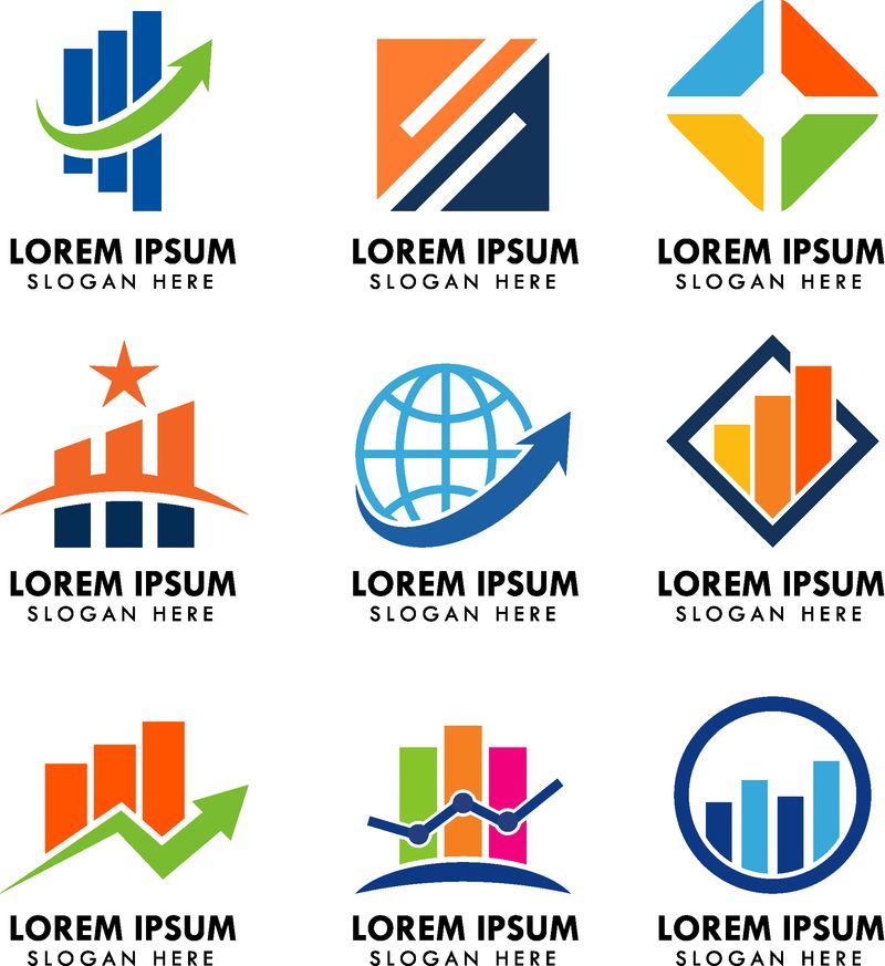 一组财务和业务徽标模板集合