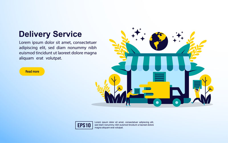 在线货物跟踪交付概念图标与字符应用微人物人物概念矢量图网站登陆页横幅演示文稿社交媒体海报广告促销的模板现代矢量图解