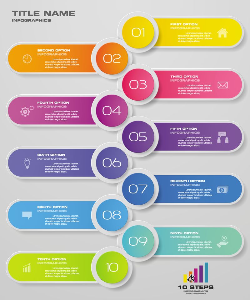10步时间线信息图元素 10个步骤的数据显示信息图表 Eps10素材 高清图片 摄影照片 寻图免费打包下载