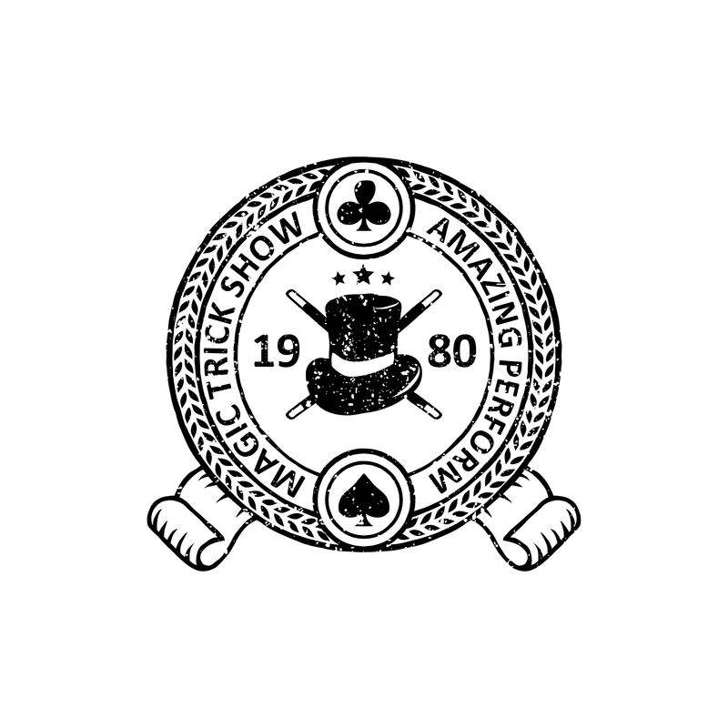 经典的魔术师徽章标签标志和标志设计