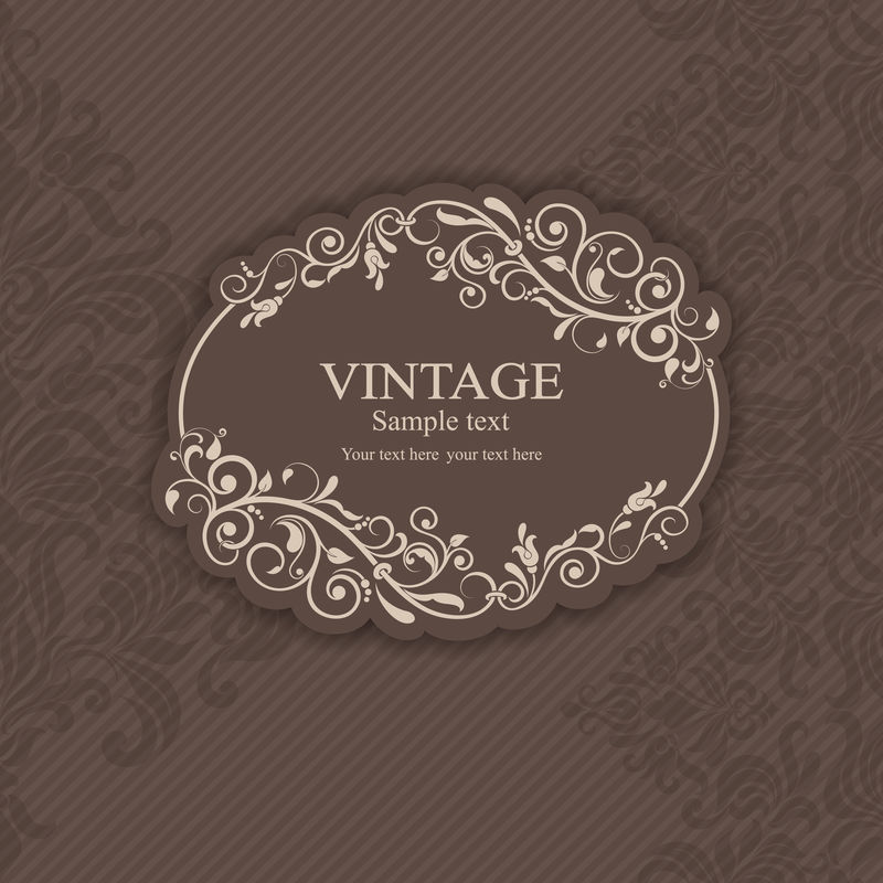 婚礼邀请卡巴洛克风格的棕色和米色-复古图案-复古的维多利亚式装饰品-用花卉元素框起来-矢量图