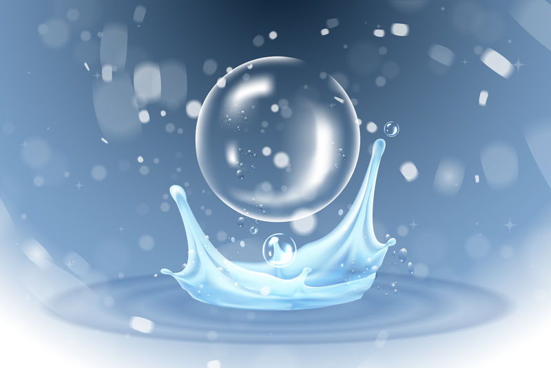 Bokeh背景下的气泡和水滴