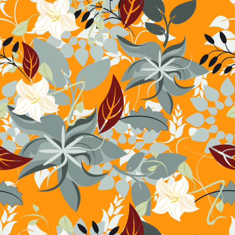 矢量无缝图案花卉纹理