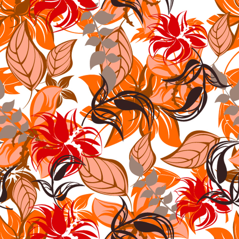 矢量无缝花卉图案-窗帘设计-现代时尚的质感-重复抽象背景