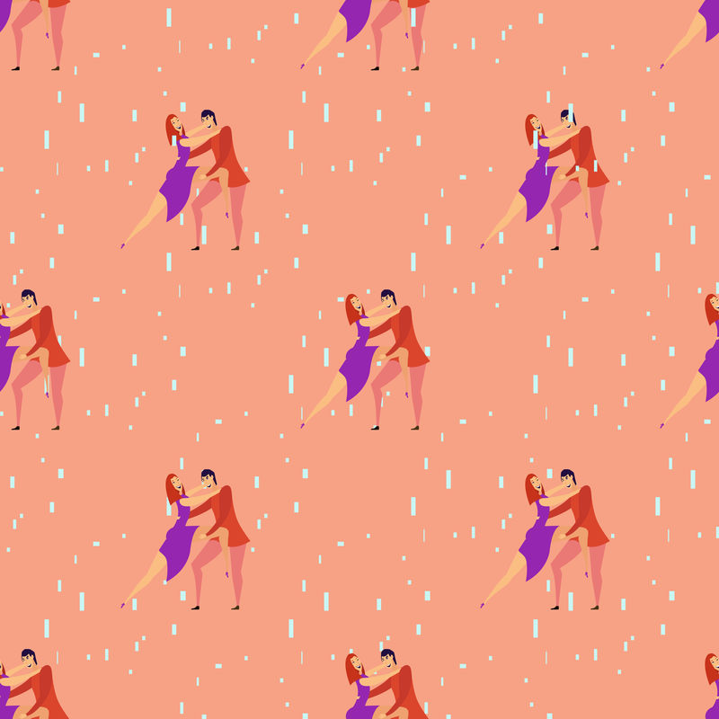 与情人B卡通人物和女孩无缝图案