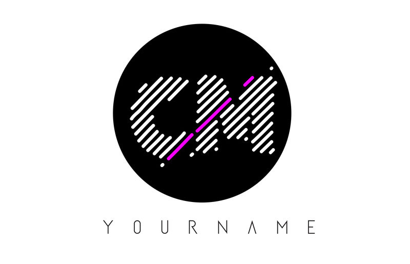 cm字母标志设计白线黑圈