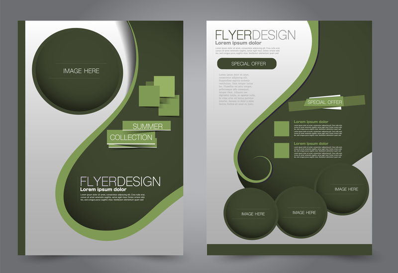 抽象传单模板商业手册设计绿色矢量图