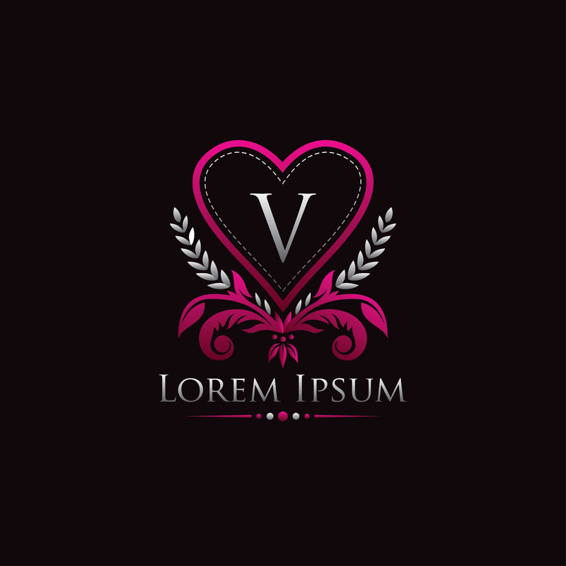 矢量心形字母标志设计