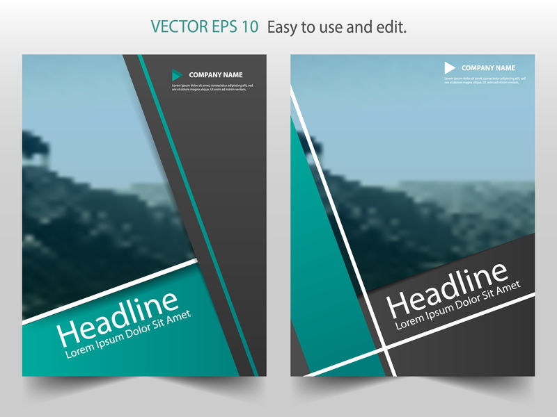 绿色抽象年报小册子设计模板矢量-商业传单信息图表杂志海报-抽象布局模板-书籍封面演示组合