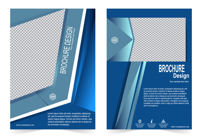 蓝色小册子模板传单设计年度摘要模板