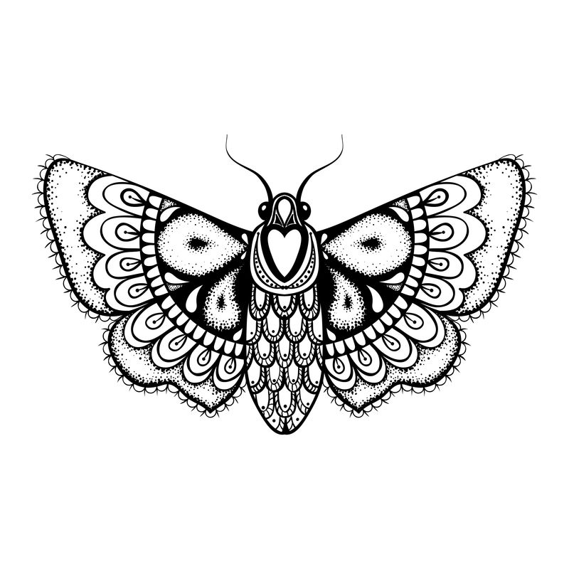 手工绘制的黑色蝴蝶可爱的装饰图案