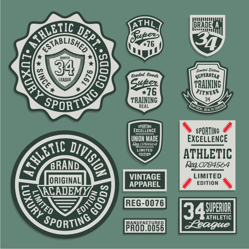 大学体育标签印刷-T恤图案-矢量