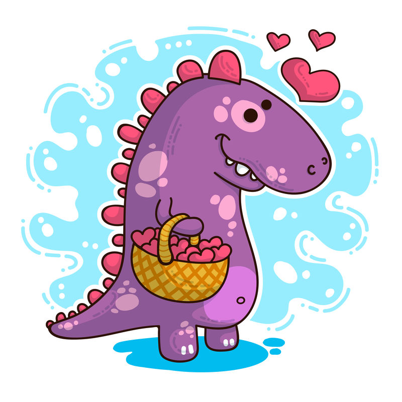 关于恐龙恋爱的矢量说明