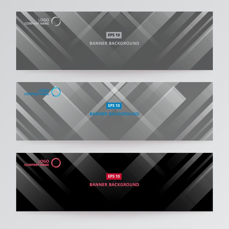 横幅网模板抽象黑灰蓝红等工艺设计-矢量企业几何线背景与复制空间